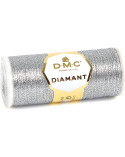 Spool of thread 35m DMC diamond metallic single strand embroidery and cross stitch light silver