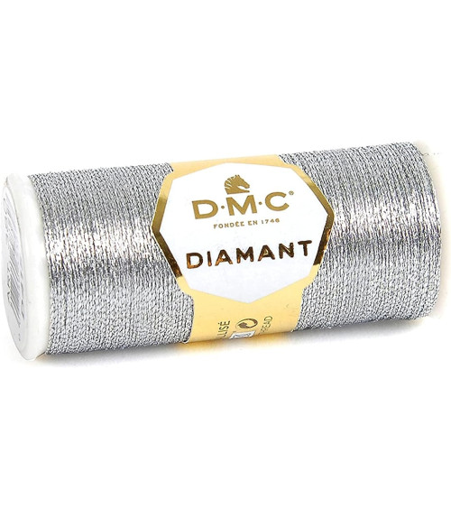 Spool of thread 35m DMC diamond metallic single strand embroidery and cross stitch light silver