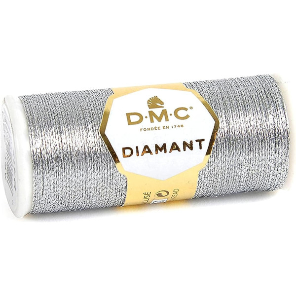 Bobine fil 35m DMC diamant métallisé monobrin broderie et point de croix argent clair
