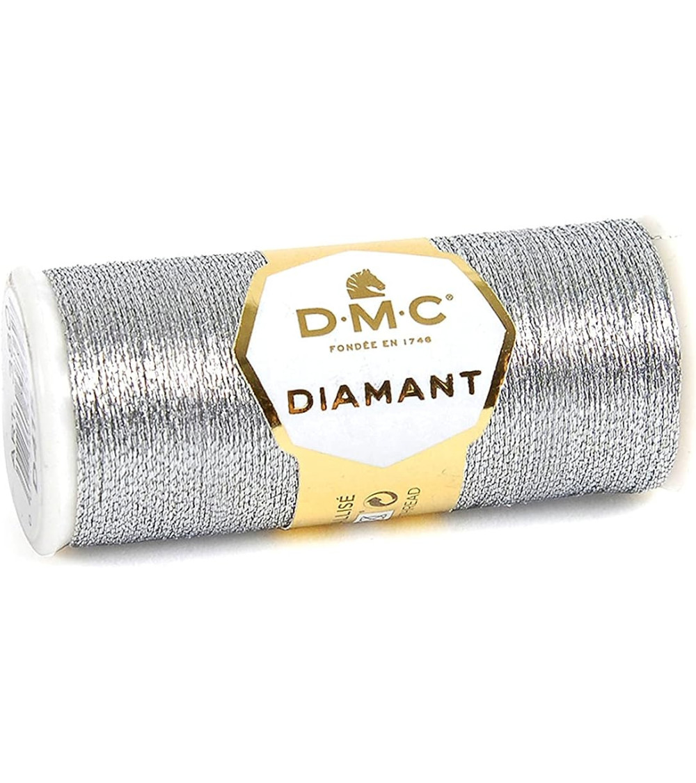 Spool of thread 35m DMC metallic diamond single strand embroidery and cross stitch light silver