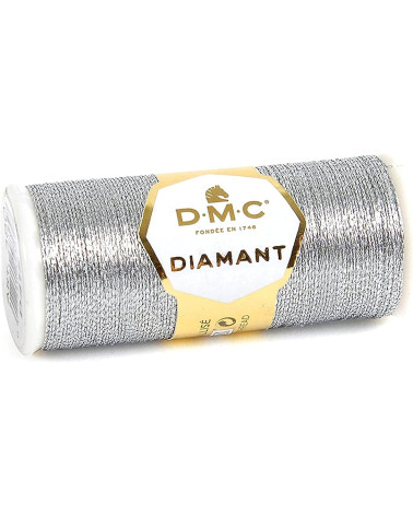 Spool of thread 35m DMC metallic diamond single strand embroidery and cross stitch light silver