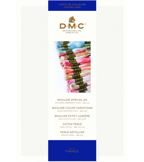 DMC Mouliné & Perlé Cotton Embroidery Thread Swatch Chart - Color Chart with Thread Samples