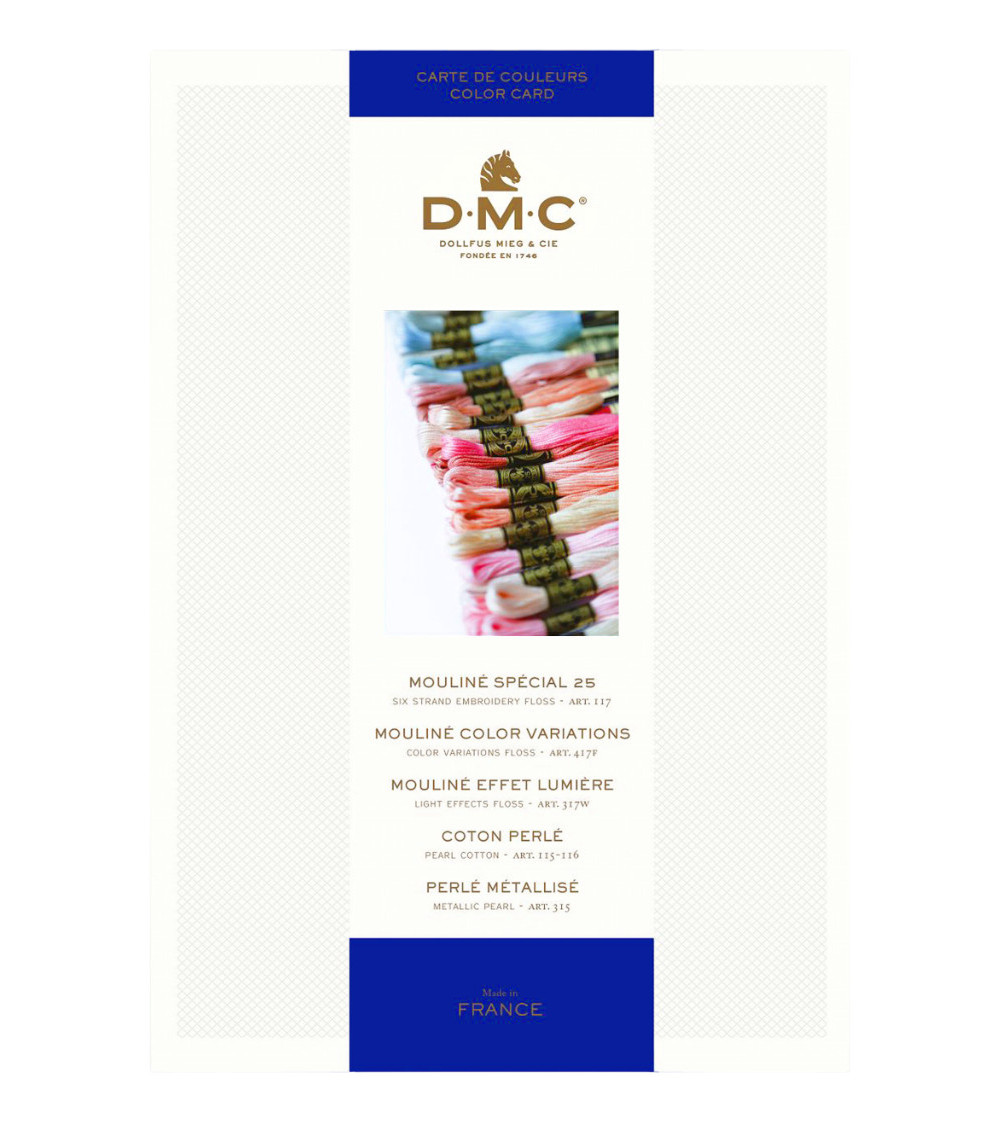DMC Mouliné & Perlé Cotton Embroidery Thread Swatch Chart - Color Chart with Thread Samples