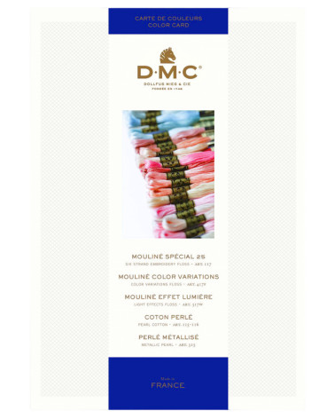 DMC Mouliné & Perlé Cotton Embroidery Thread Swatch Chart - Color Chart with Thread Samples