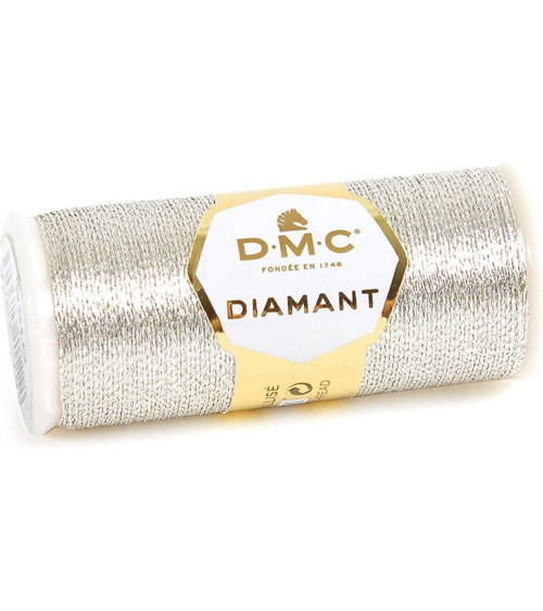 Bobine fil DMC diamant métallisé monobrin broderie et point de croix blanc lumineux