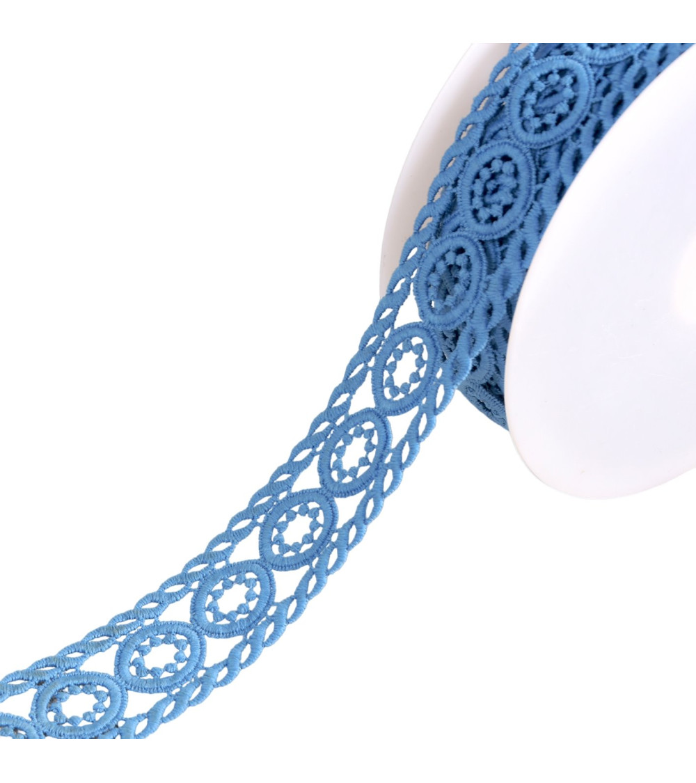 Spool 13.5m guipure circles 45mm lavender blue