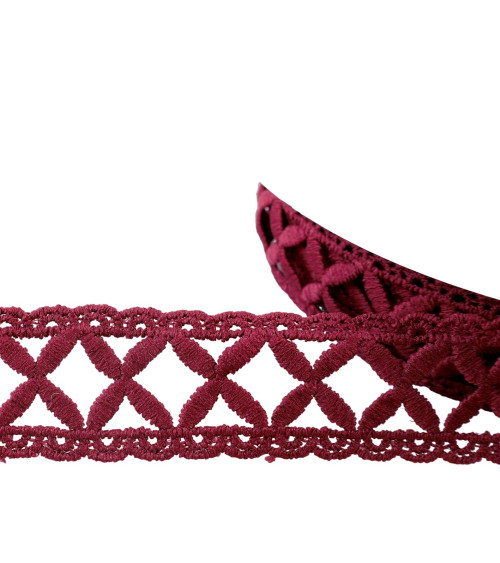 Guipure latticework 30mm plum purple per meter