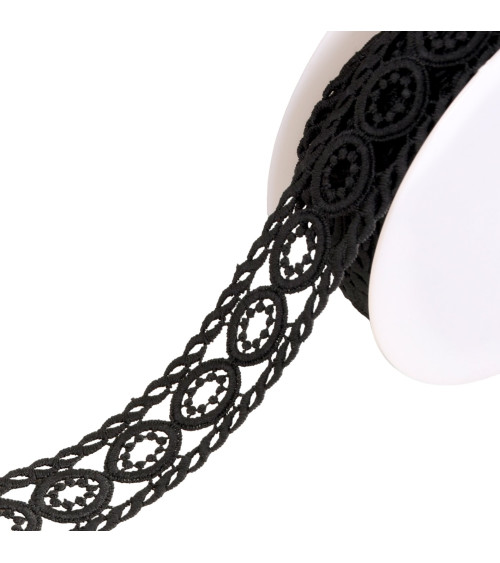 Guipure circles 45mm black per meter