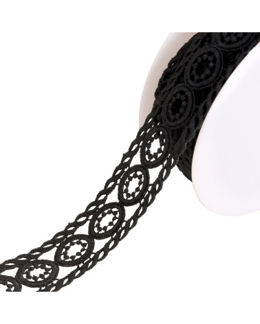 Guipure circles 45mm black by the meter