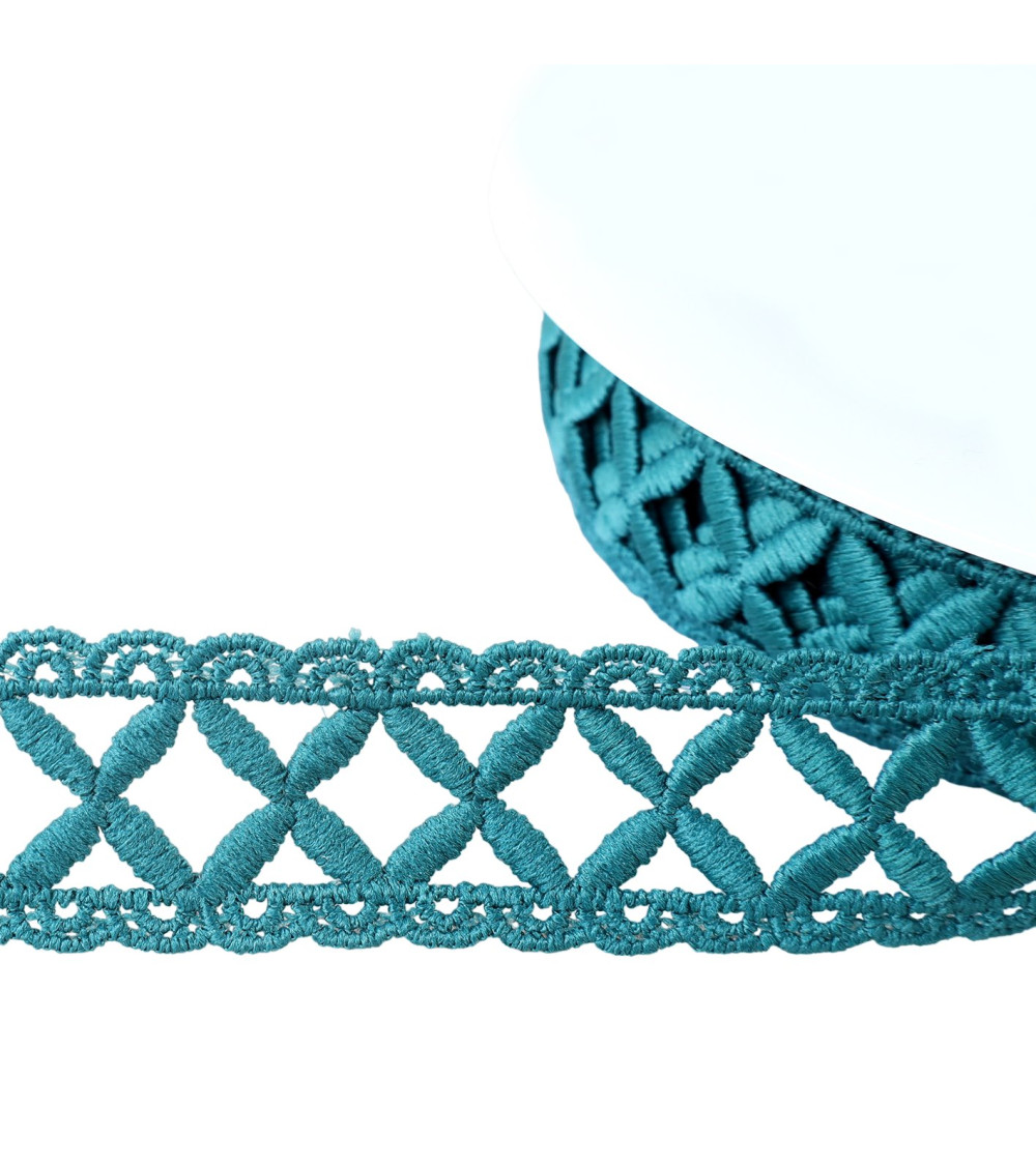 13.5m spool guipure crosses 30mm duck blue