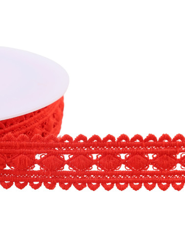 Spool of 13.5m red 30mm diamond guipure