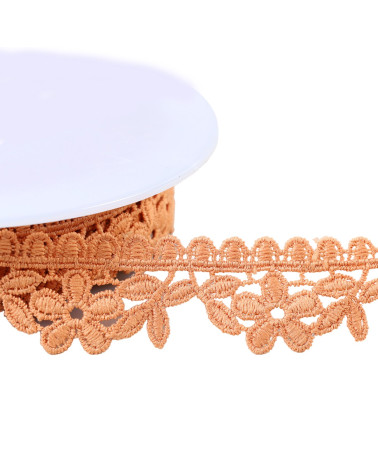 Guipure fleurs 30mm beige foncé au mètre