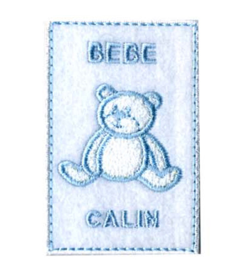 Set of 3 Baby Calin iron-on patches blue