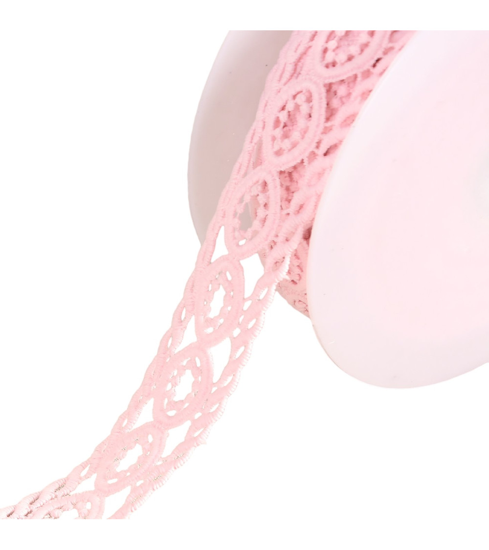 Spool 13.5m guipure circles 45mm fuchsia pink