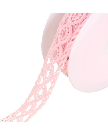 Spool of 13.5m guipure circles 45mm fuchsia pink