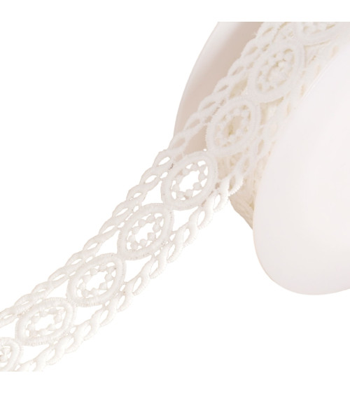 Spool 13.5m guipure circles 45mm ecru