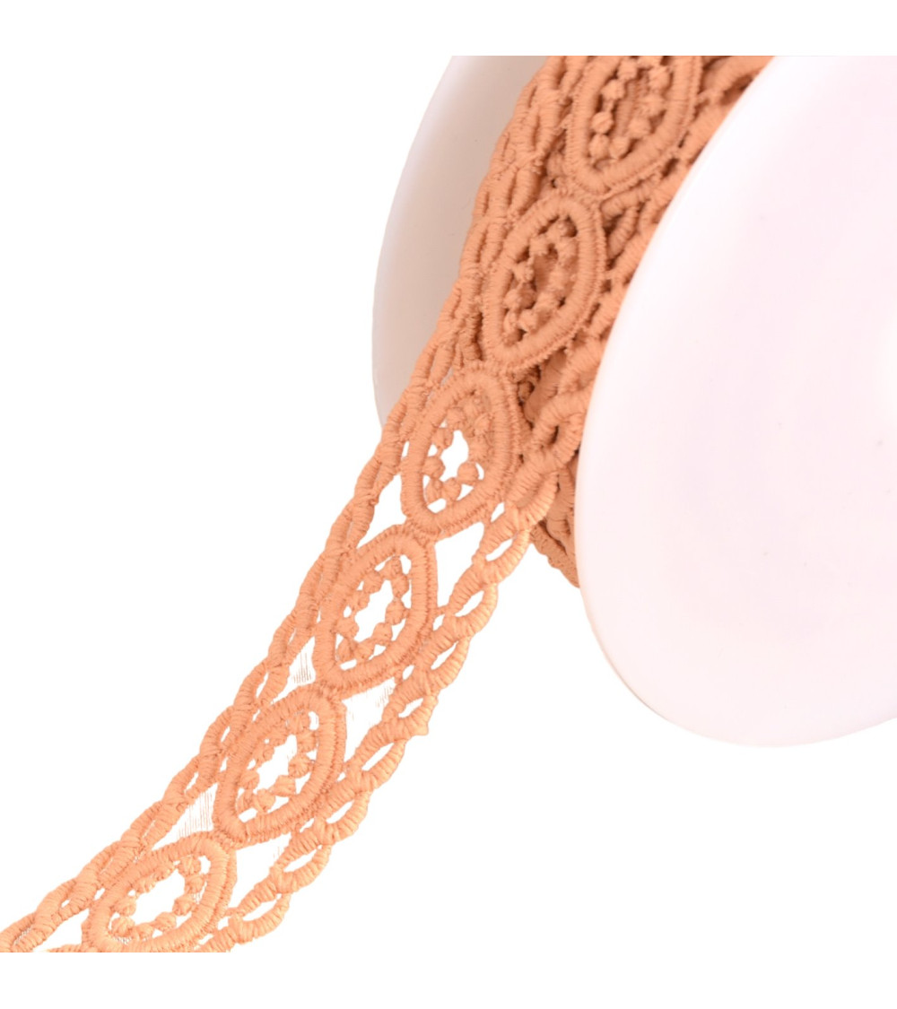 Spool 13.5m guipure circles 45mm dark beige