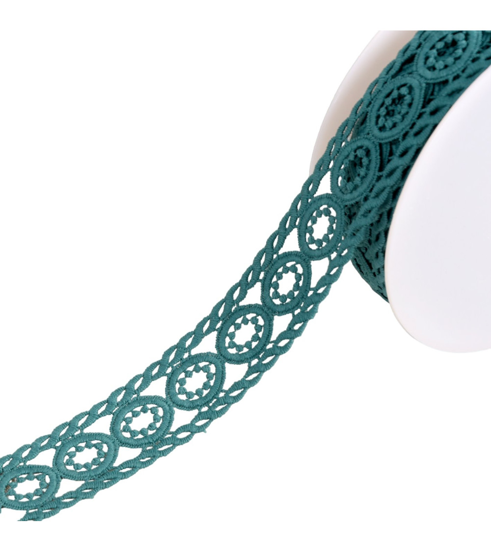 Spool 13.5m guipure circles 45mm duck blue