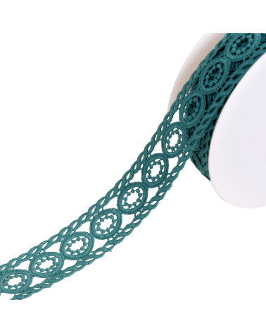 Guipure circles 45mm duck blue by the meter