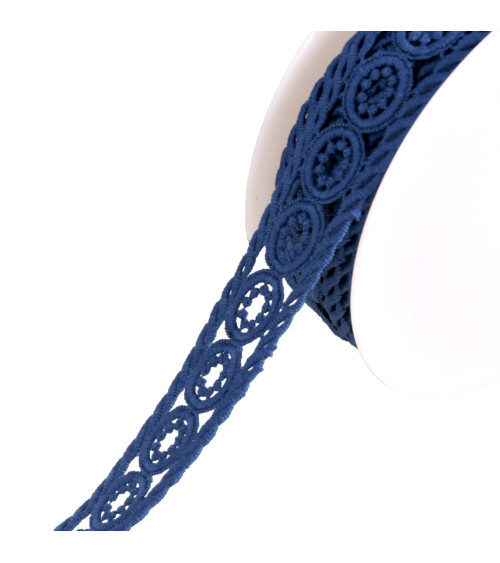 Spool 13.5m guipure circles 45mm navy blue