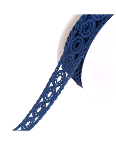 Spool 13.5m guipure circles 45mm navy blue
