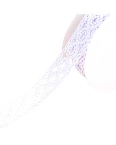Bobine 13,5m guipure cercles 45mm blanc