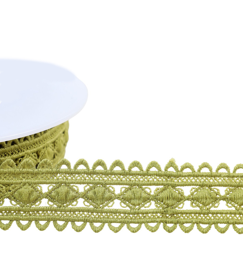 13.5m spool guipure diamonds 30mm khaki green