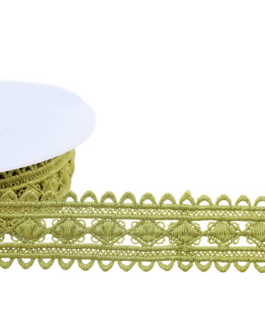 Spool of 13.5m khaki green diamond guipure 30mm