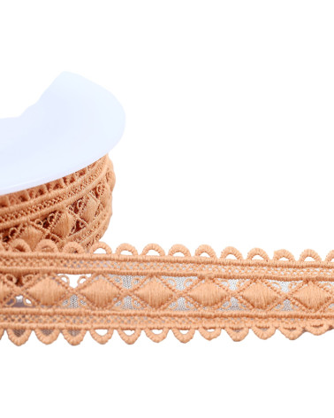 Diamond guipure 30mm dark beige per meter