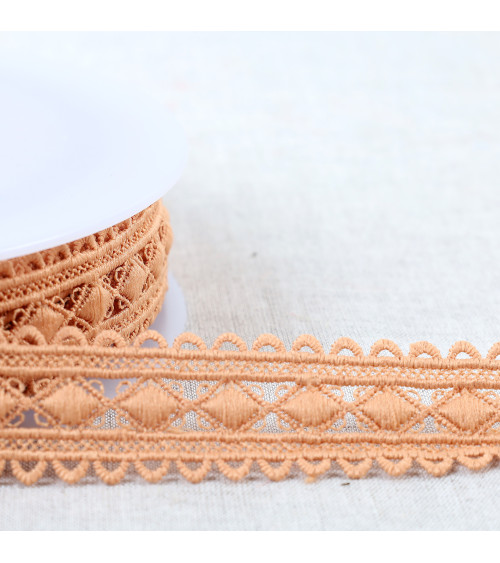 13.5m spool guipure diamonds 30mm dark beige