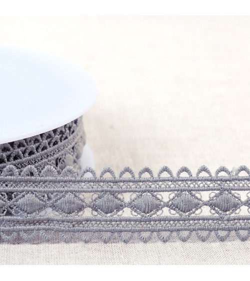 13.5m spool guipure diamonds 30mm medium gray