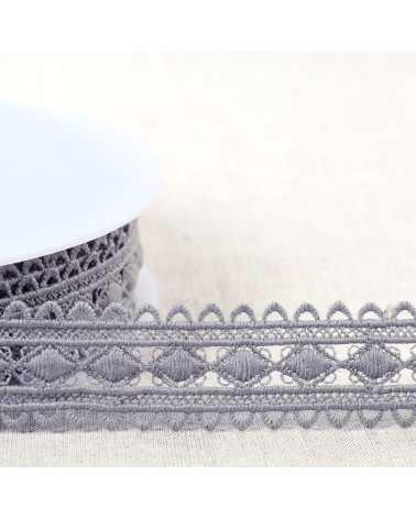 30mm medium grey diamond guipure by the meter