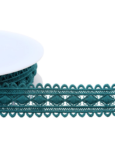 Guipure losanges 30mm bleu canard au mètre