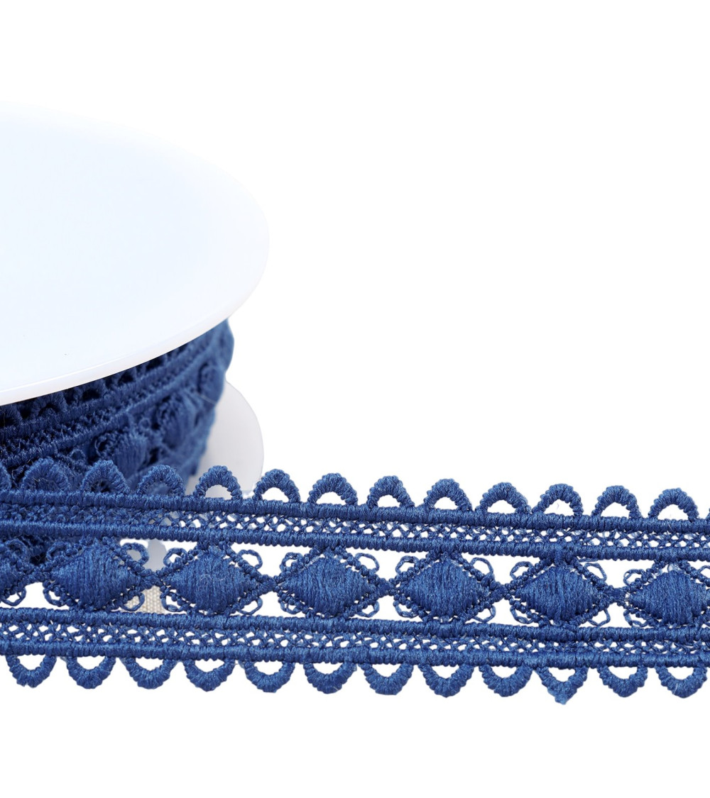 Spool of 13.5m diamond guipure 30mm navy blue