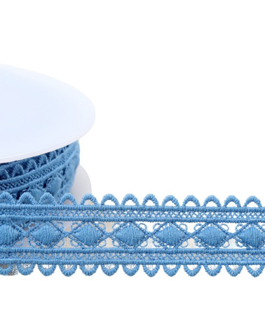 Bobine 13,5m guipure losanges 30mm bleu lavande