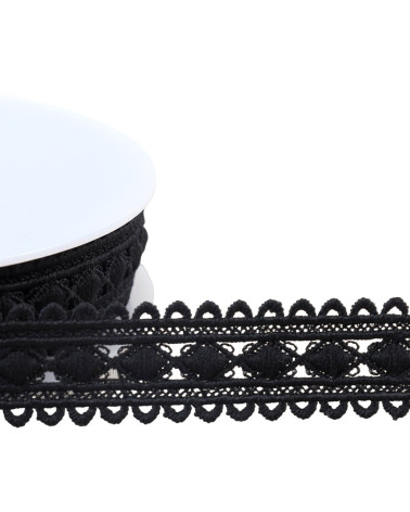 Spool of 13.5m diamond guipure 30mm black