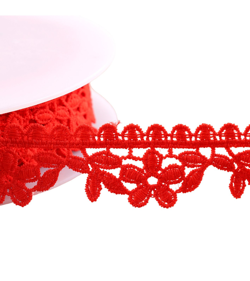 Guipure flowers 30mm red per meter
