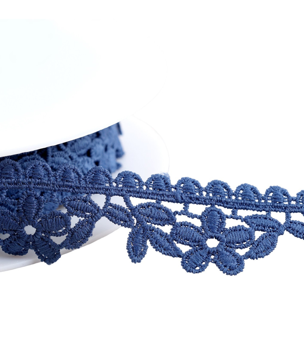 Guipure flowers 30mm navy blue per meter