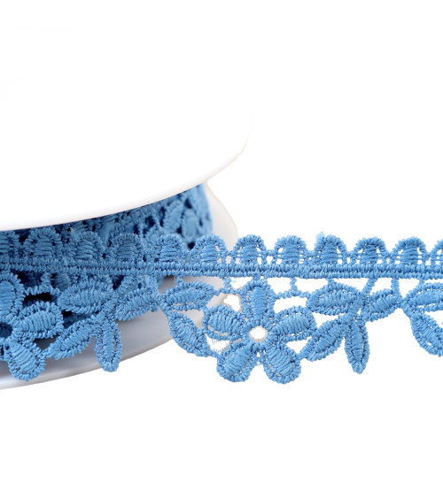 Guipure flowers 30mm lavender blue per meter