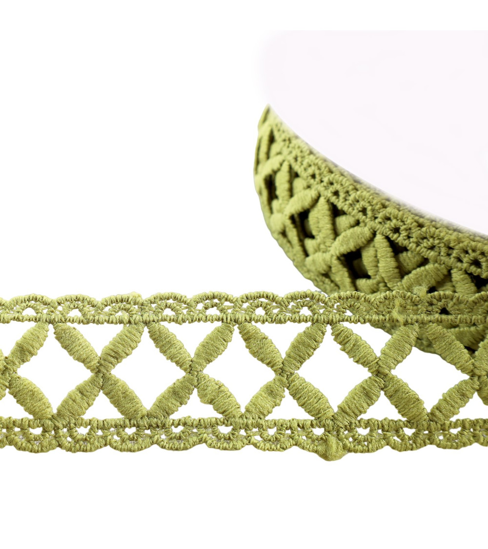 13.5m spool guipure latticework 30mm khaki green