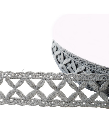 Guipure crisscross 30mm medium gray by the meter