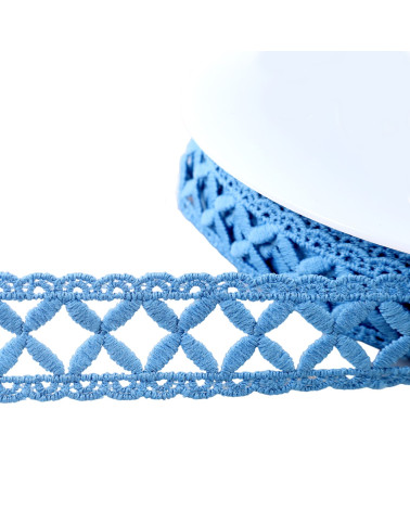 Spool of 13.5m guipure with 30mm lavender blue crosses