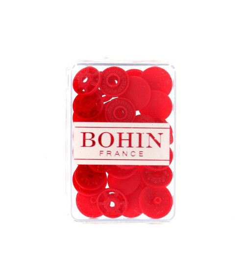 Red Bohin snap fasteners without pliers
