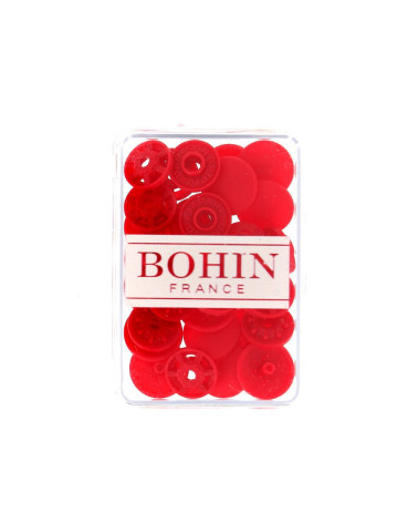 Red Bohin snap fasteners without pliers