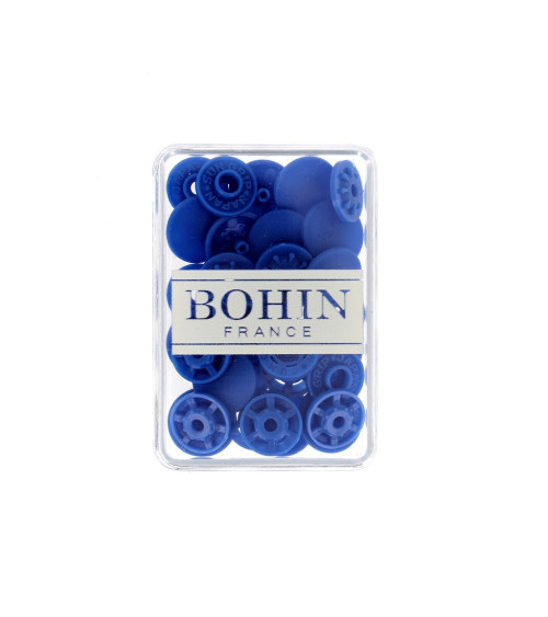 Boutons pressions sans pince Bohin bleu roy