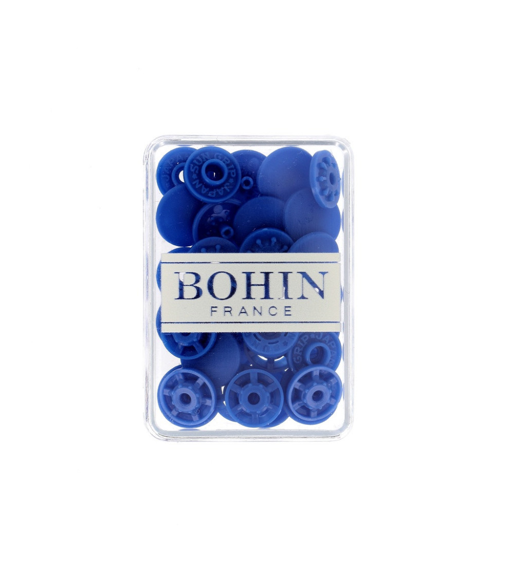 Boutons pressions sans pince Bohin bleu roy