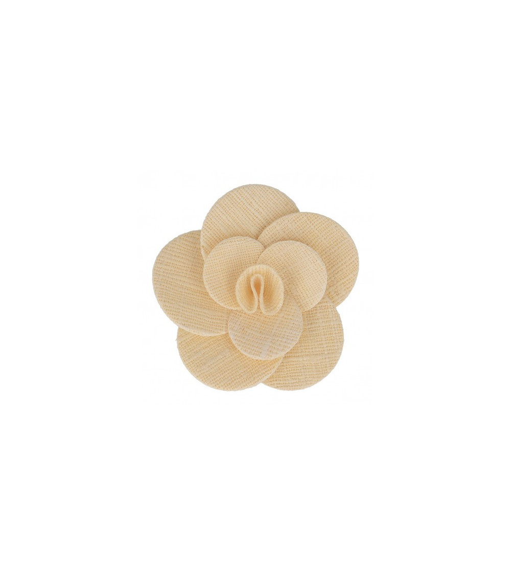 Rose jute on ecru brooch