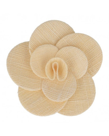 Rose jute on ecru brooch
