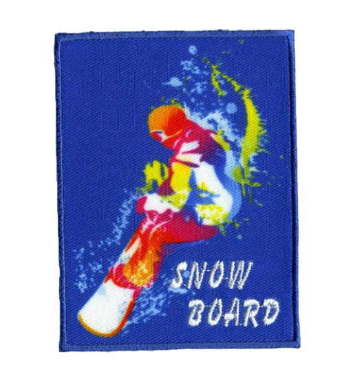 Set of 3 Snow Board sports patches blue
