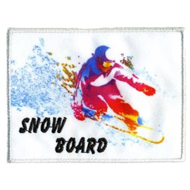 Lot de 3 écussons sport Snow Board blanc